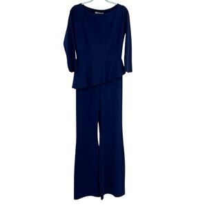 Chiara Boni La Petite Robe Savy Jumpsuit Peplum Blue Size US‎ 12